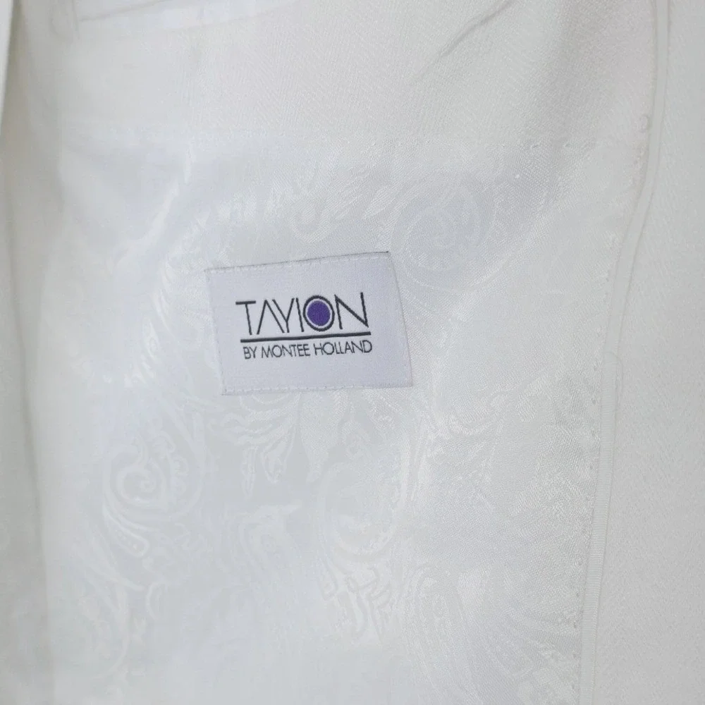 Tayion by Montee Holland Sport Coat Men White 44L 100% Linen Business Casual NWT